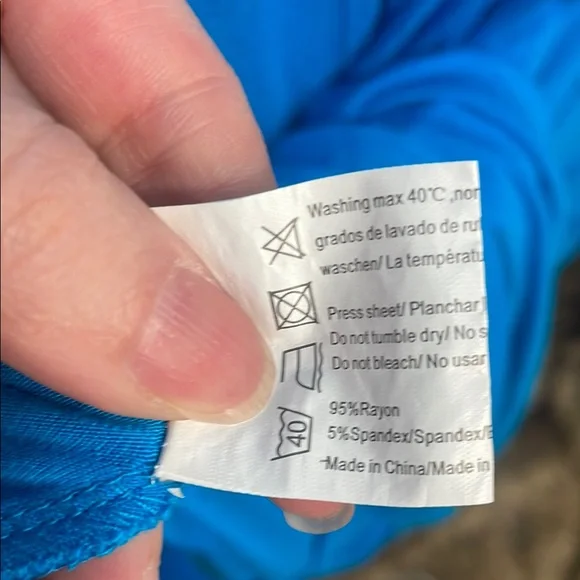 Blue A-Line Casual Dress with 3/4 Sleeves - Picture 6 of 6